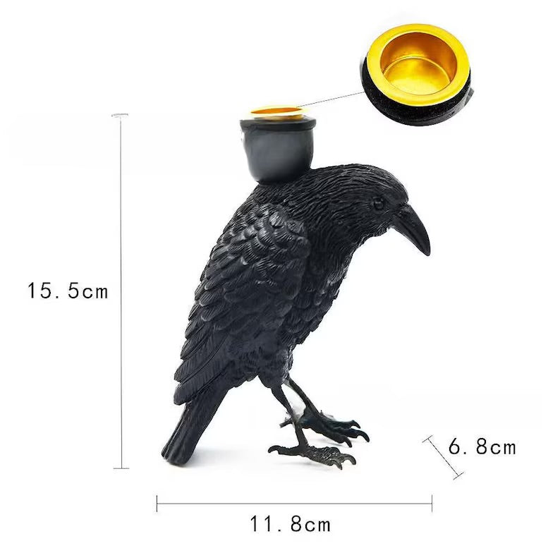 Halloween black crow candle holder