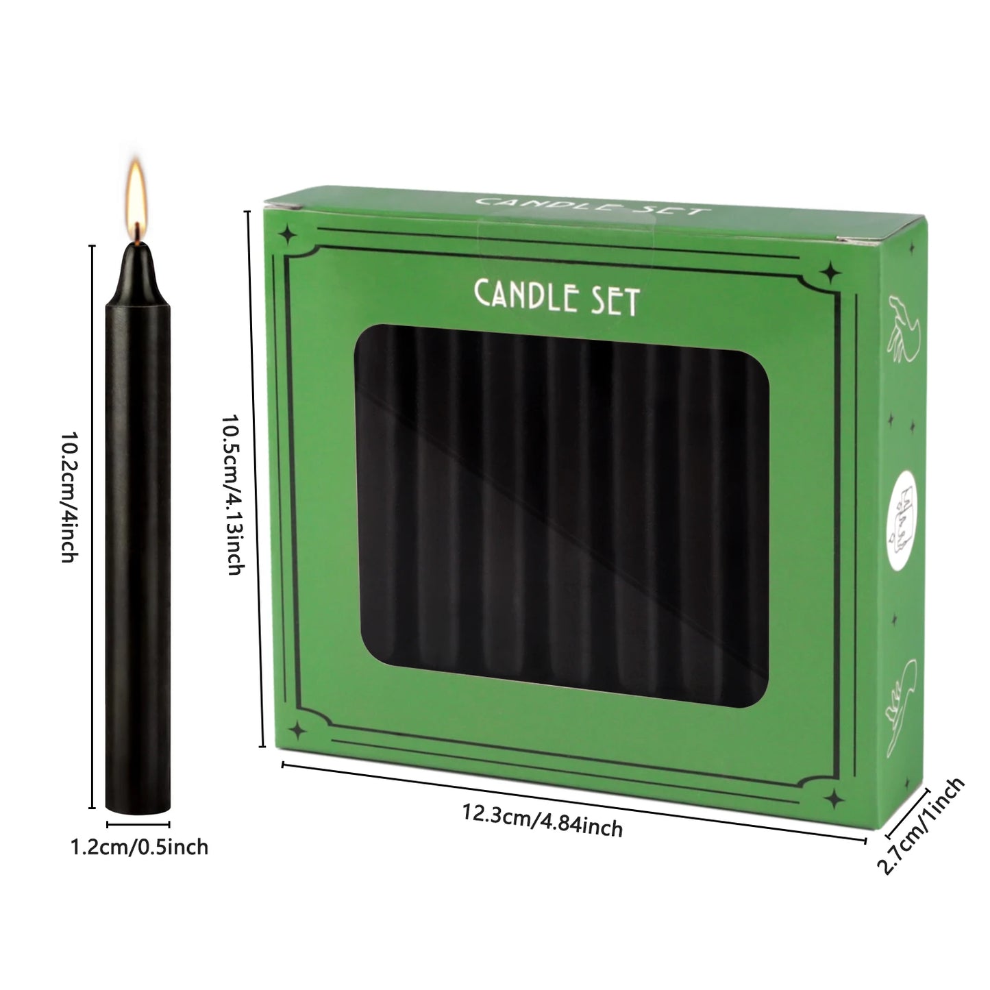 20 pcs Black 4" Candles