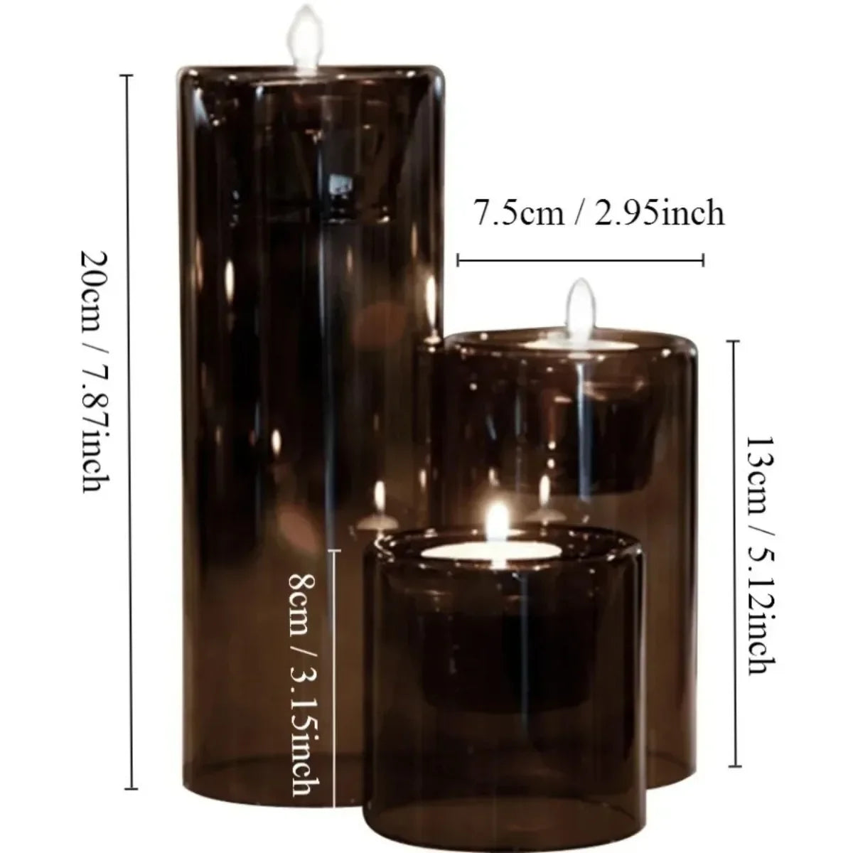 3Pcs/set Black Transparent Candle Holder