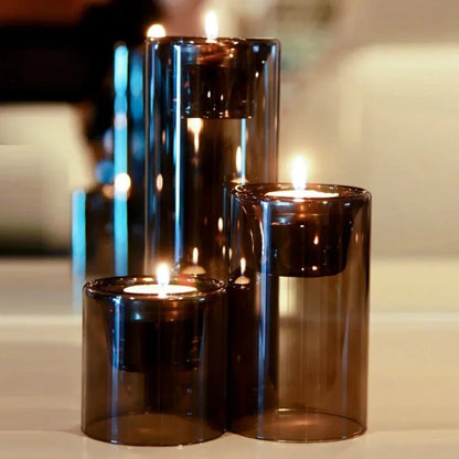 3Pcs/set Black Transparent Candle Holder