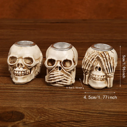 Antique Skull Candle Holder