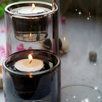 3Pcs/set Black Transparent Candle Holder