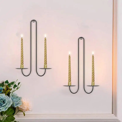 Double Armed Iron Candle Holder