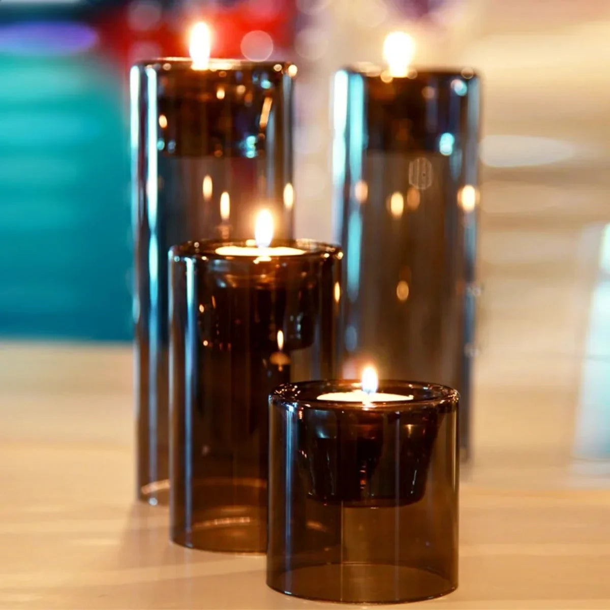 3Pcs/set Black Transparent Candle Holder