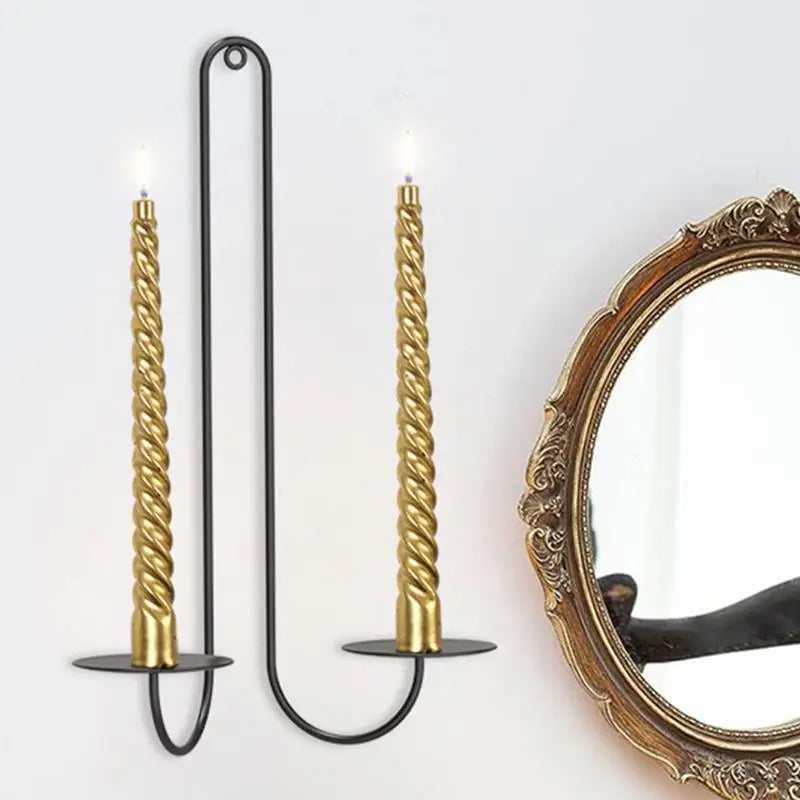 Double Armed Iron Candle Holder
